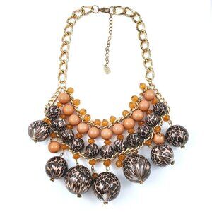 Vintage You & I Chunky Bib Necklace Animal Print Beads